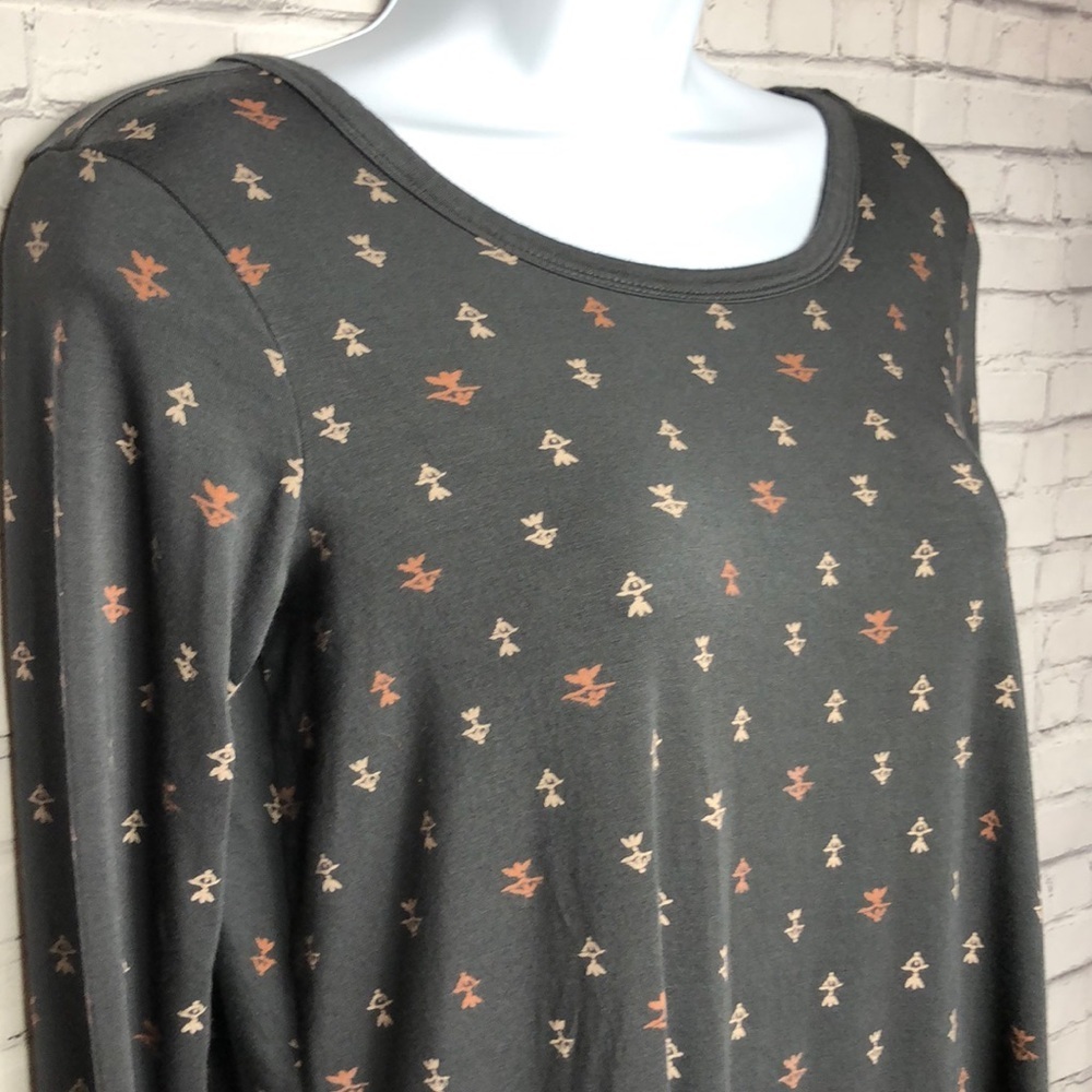 Billabong Long Sleeve Print Tunic Gray Size Small